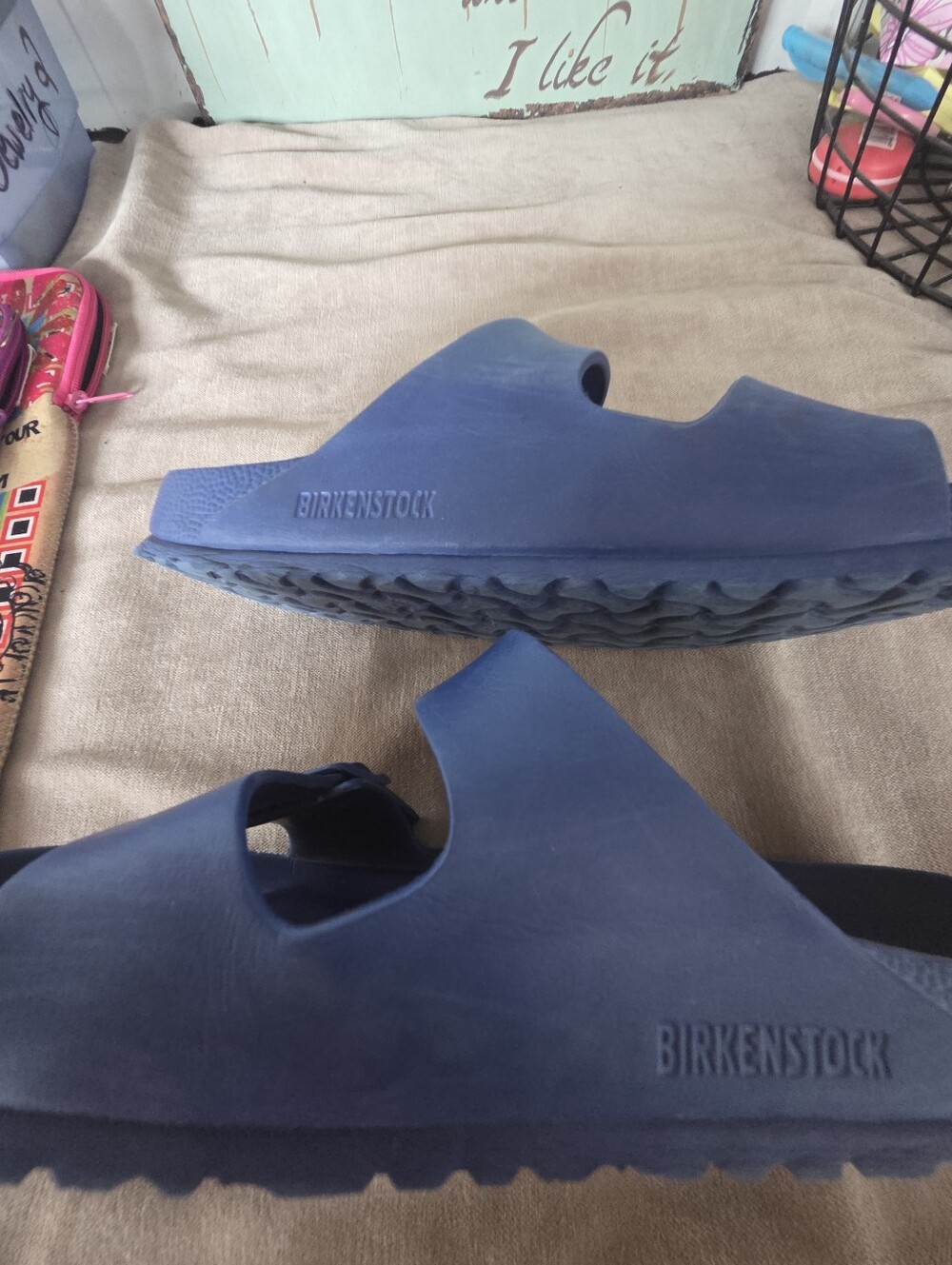 Womans Birkenstock Double-Strap Blue Slide Sandals 40 - Picture 3 of 9